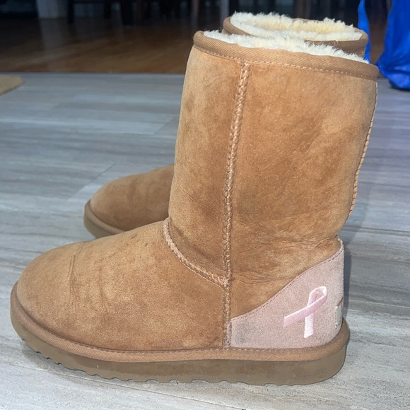 UGG Shoes - Limited Edition Pink Ribbon Breast Cancer UGG boot Classic Short Chestnut